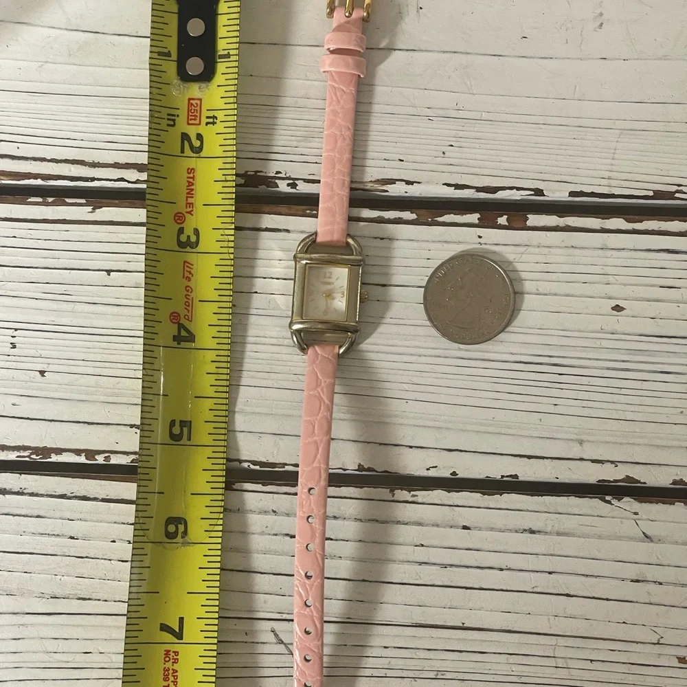 NEW BATTERY Y2K Timex Women’s Watch Pink Rose Leather Band Minimalist Gold‎ Tone